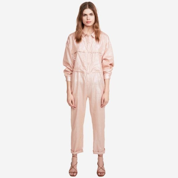 NWT Kondi pink & metallic thread utility jumpsuit, XS - Picture 2 of 8